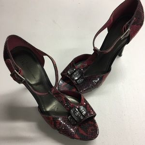 INC International Concepts Red Snakeskin Strap Jeweled 👠 High Heels